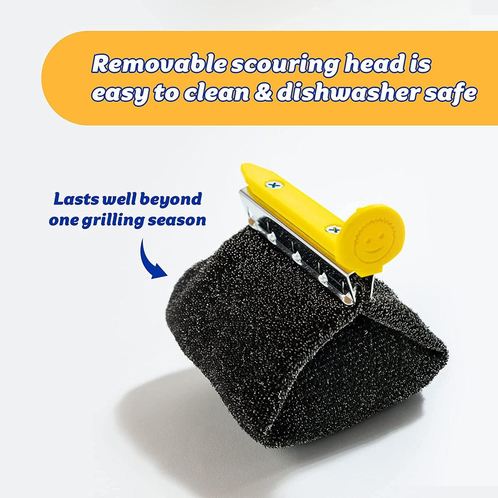 Scrub Daddy bottle opener at handle base delivering convenience during outdoor cookouts