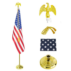 SCZS flagpole front assembled showing polished gold finish and stable stance