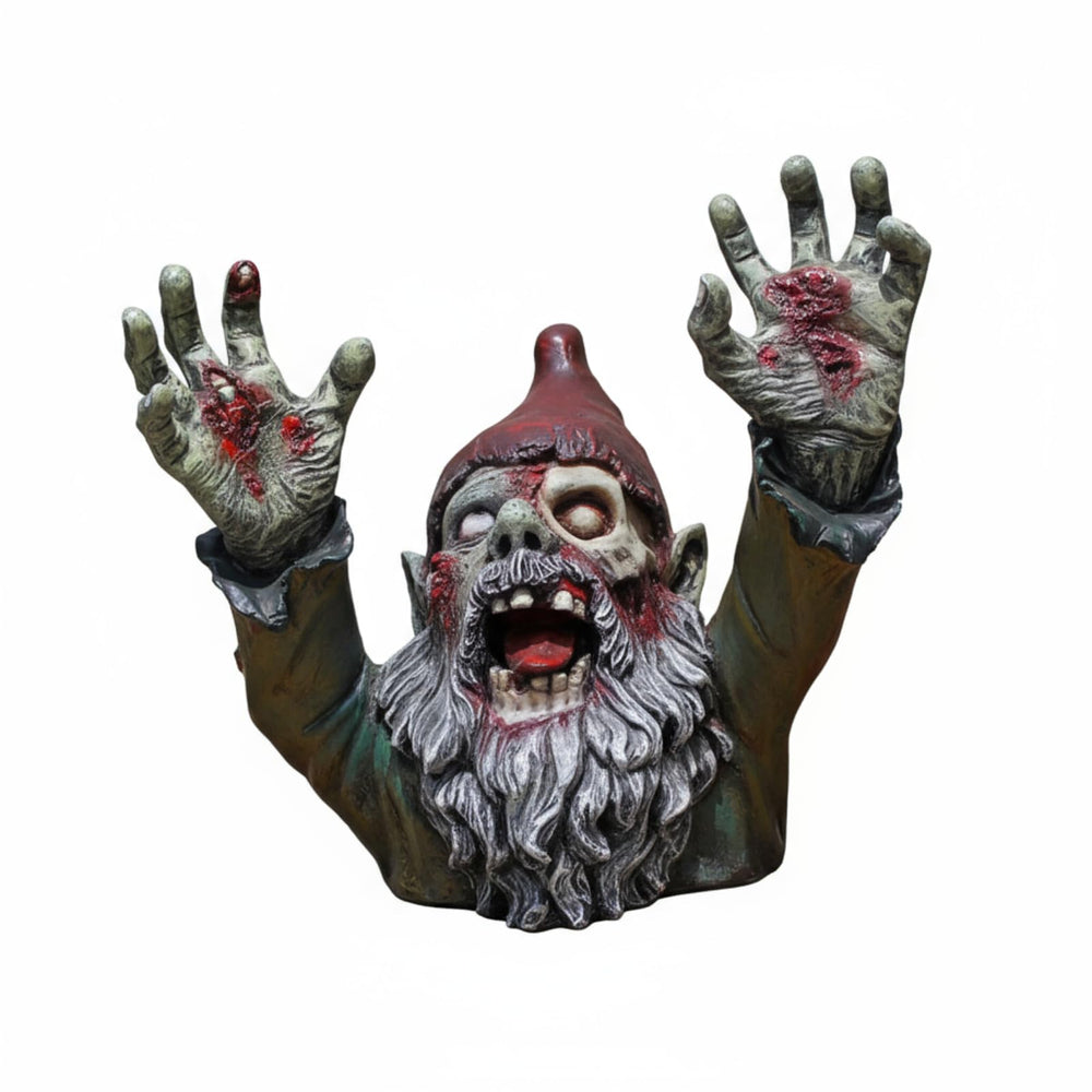 SDASF front view of zombie gnome showing painted details and spooky expression