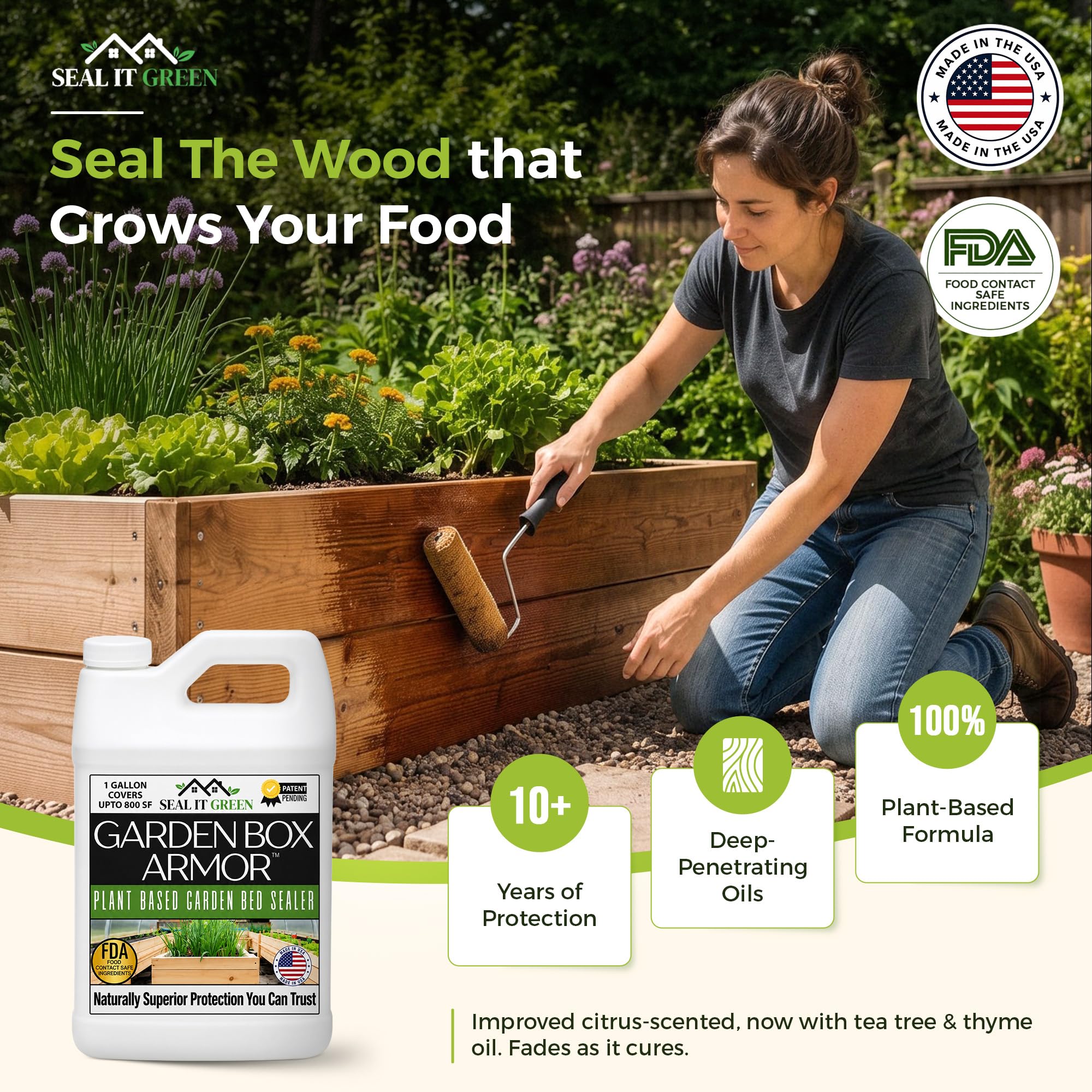Seal It Green penetrating wood grain to repel water and protect fibers