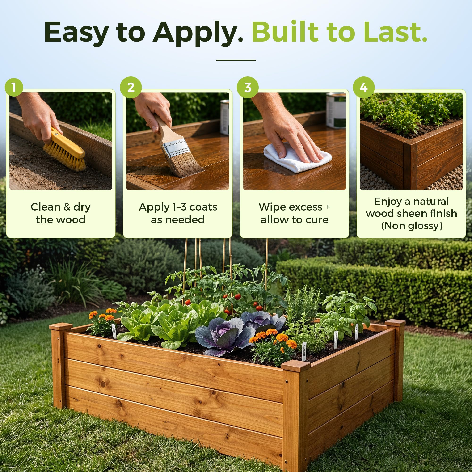 Seal It Green used on raised bed in garden for safer edible growing