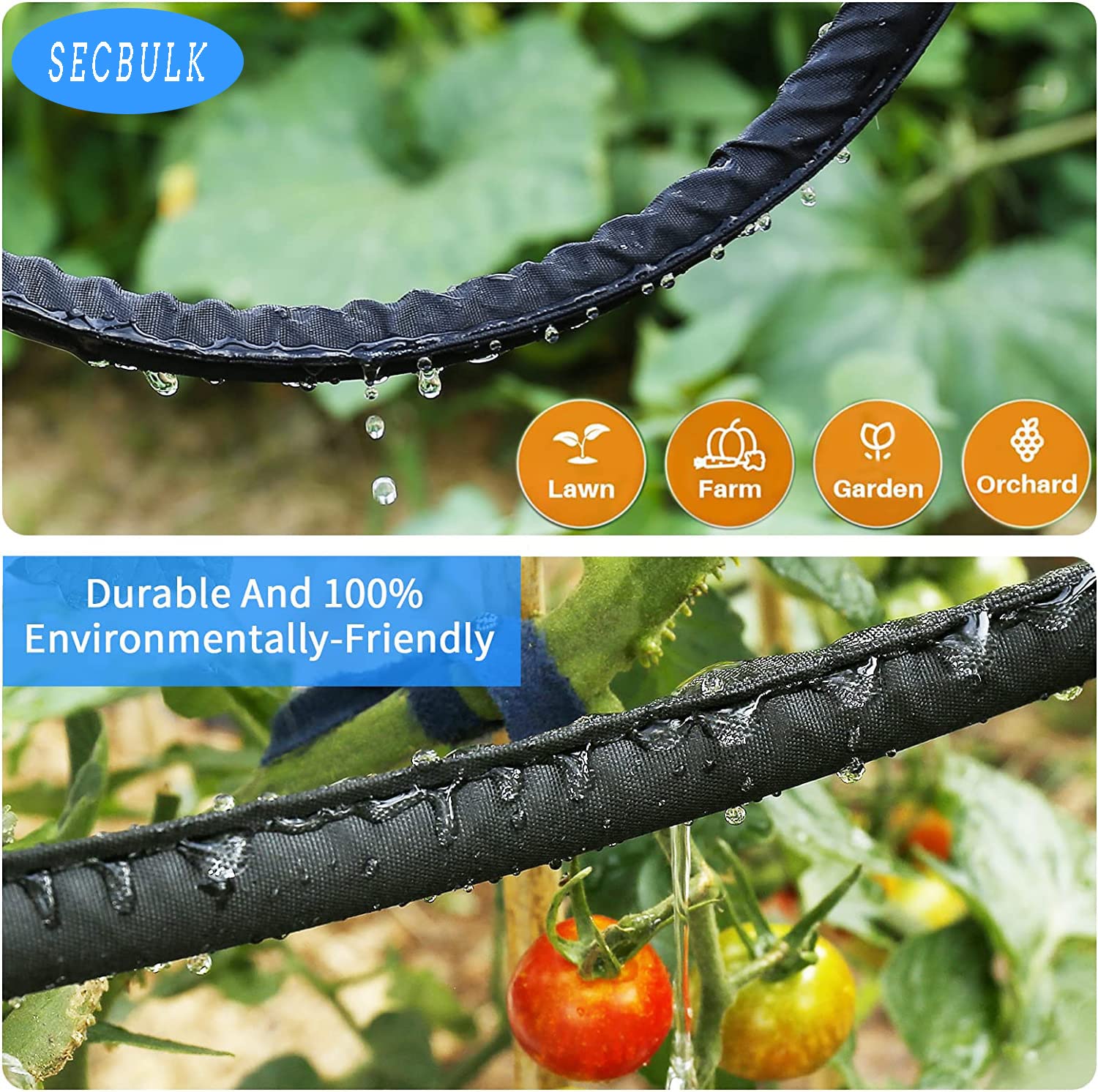 Secbulk soaker hose installed in garden beds demonstrating even root-zone watering benefit