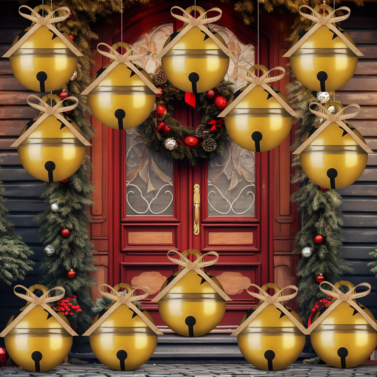 Seematn inflated bell on porch adding instant holiday curb appeal