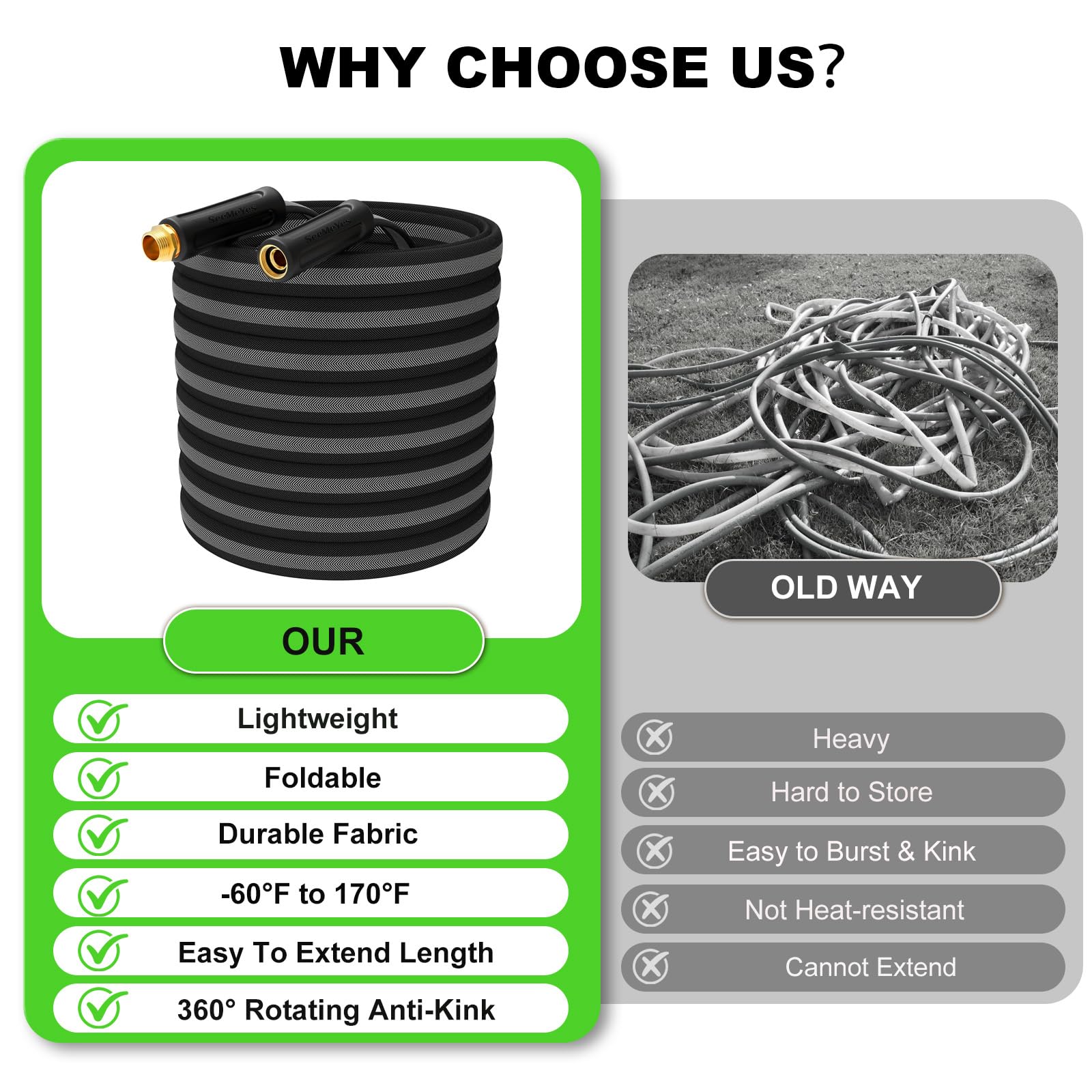 SeeMeYes hose watering a garden illustrating smooth flow and flexible handling