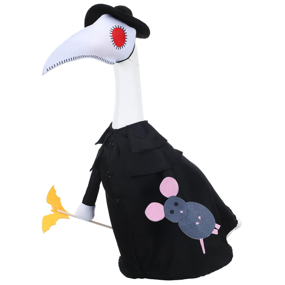 Seenelling front view of plague doctor goose outfit showing spooky porch appeal