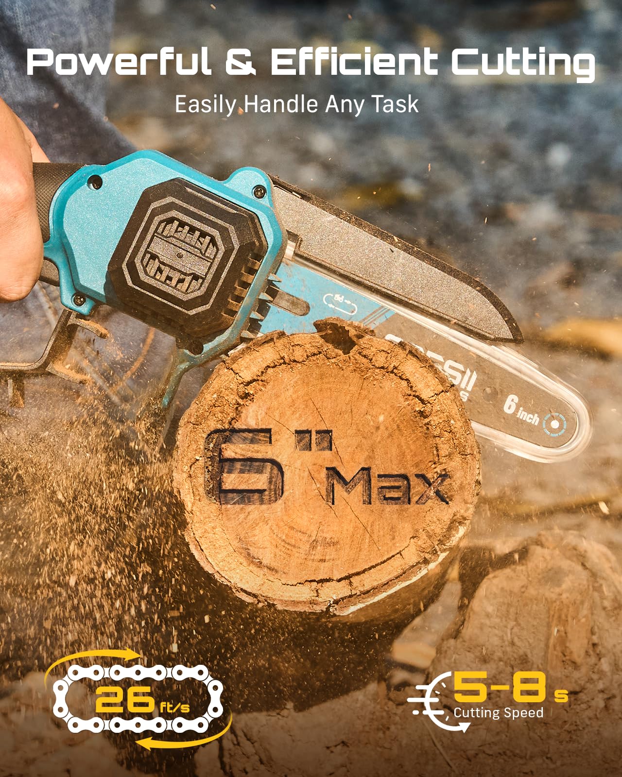 Seesii chainsaw cutting a branch to show fast, efficient performance