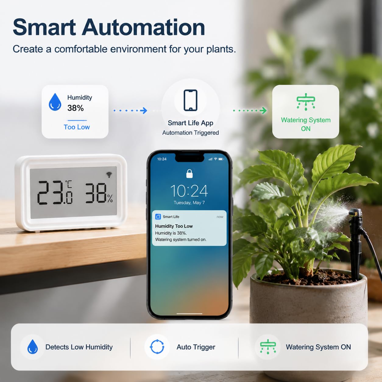 SENCKIT placed on desk conveying easy desktop climate checks and visibility