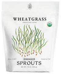 sereniseed front packaging showing organic wheatgrass seed benefits