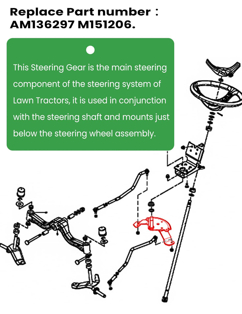 sevencow AM136297 installed under steering wheel restoring tight steering