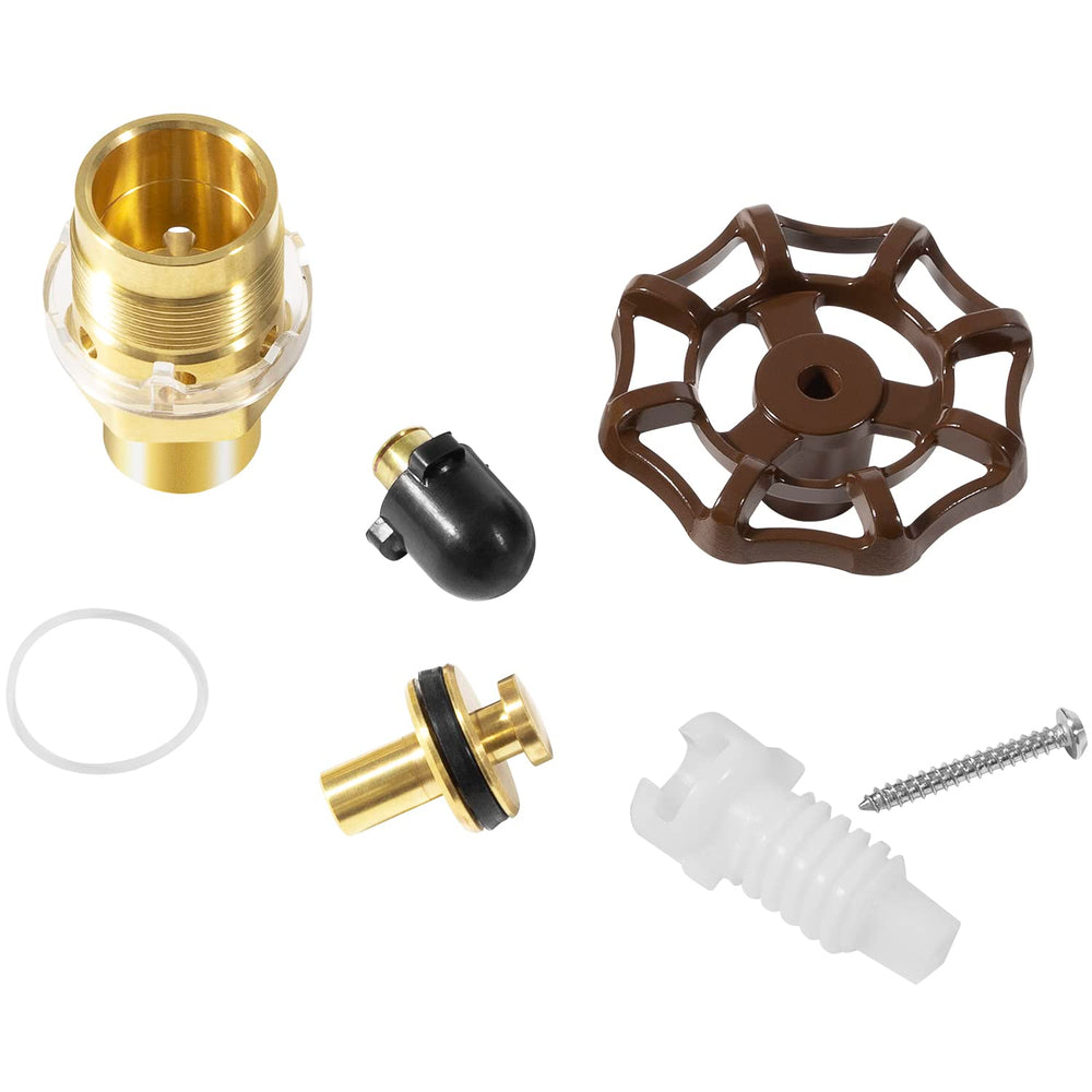 sevencow size comparison beside faucet illustrating compact, complete kit