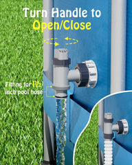 SHAPON plunger valve installed on an Intex pump demonstrating quick hose disconnection benefit