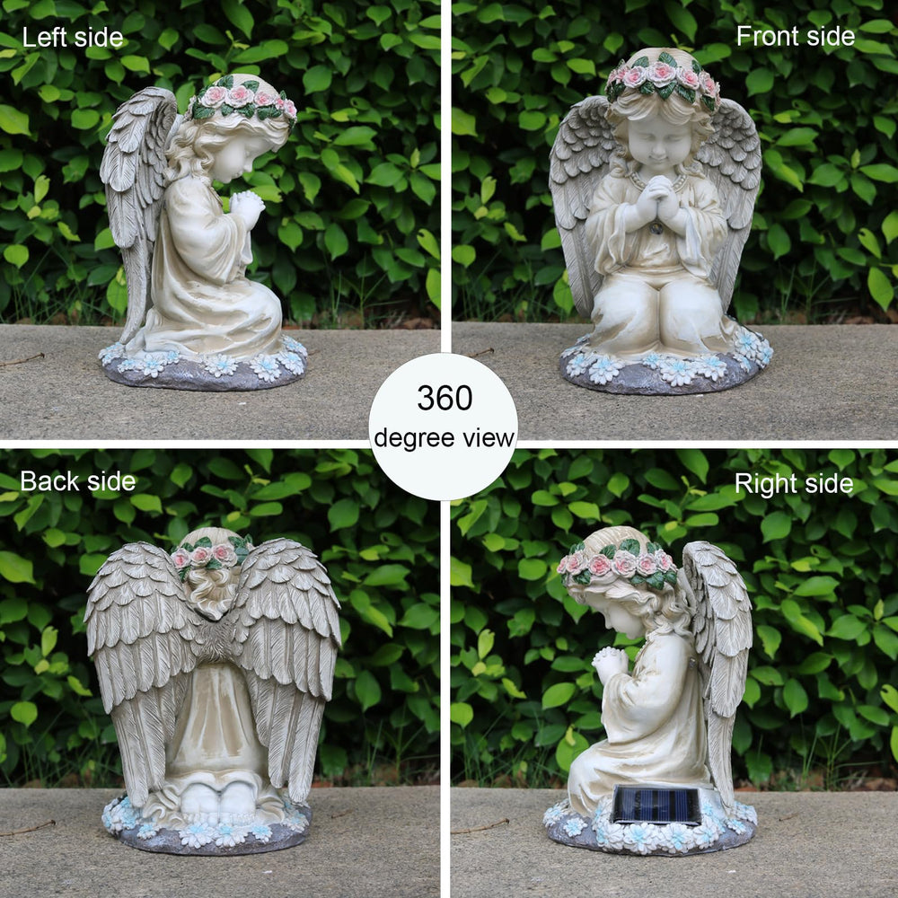 Sharita angel side profile close-up showing resin detail and durability benefit