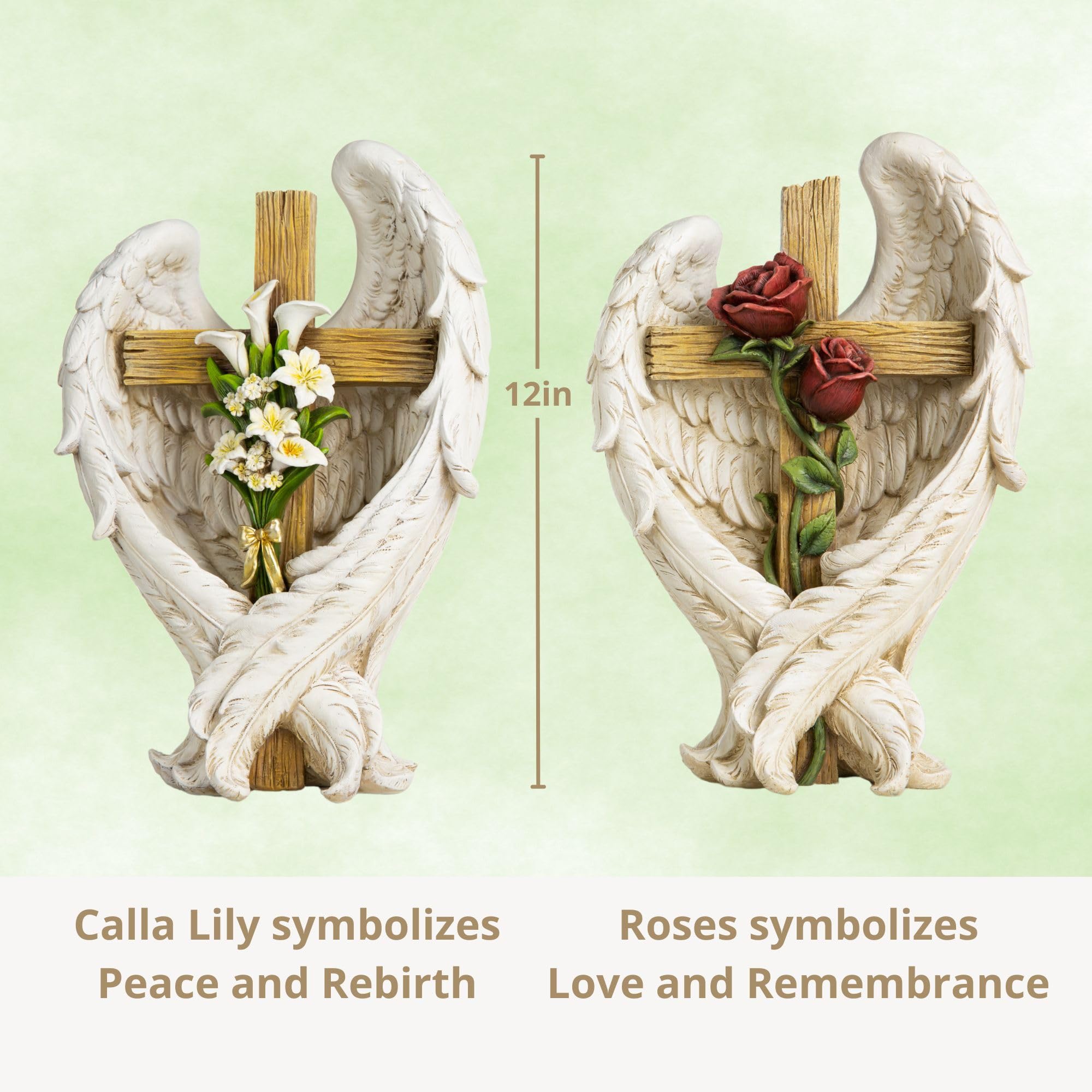 ShineOnAngel rose base close-up showing sculpted flowers benefit: evokes loving remembrance