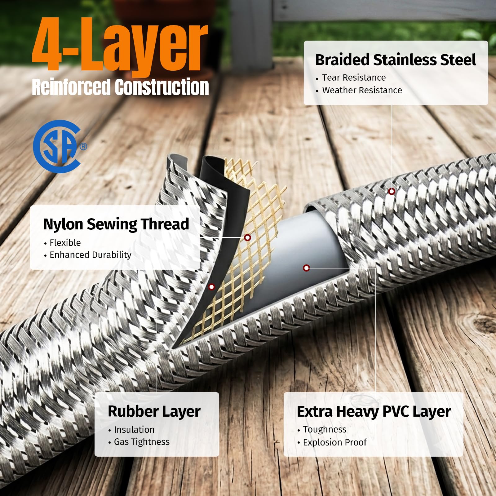 SHINESTAR hose beside ruler showing 6ft length and scale advantage