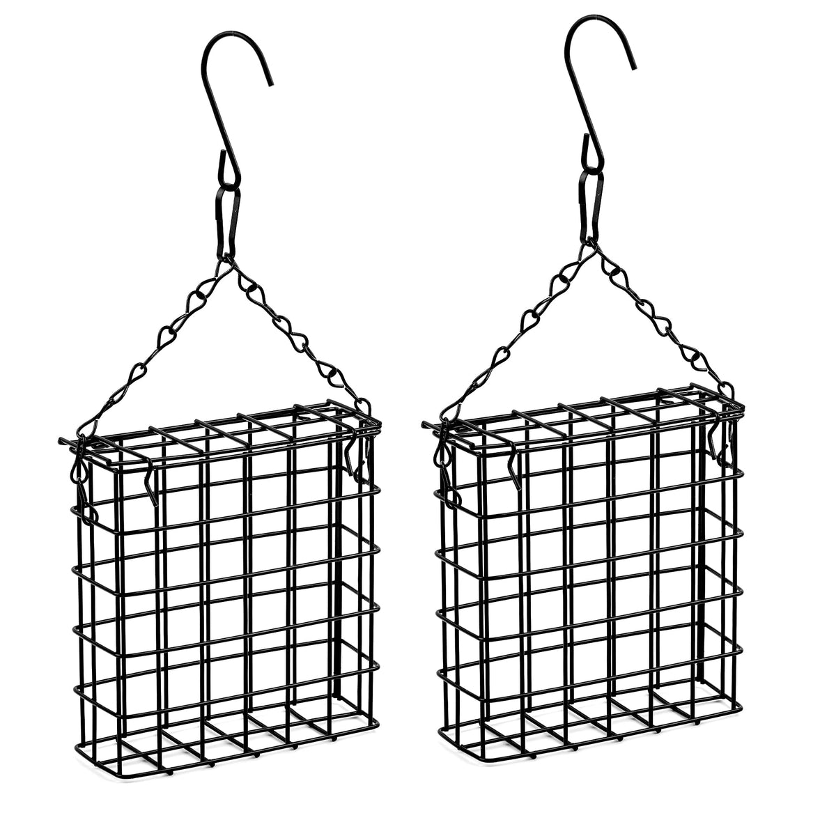 Shitailu front view of hanging cage showing durable feeder for backyard birds
