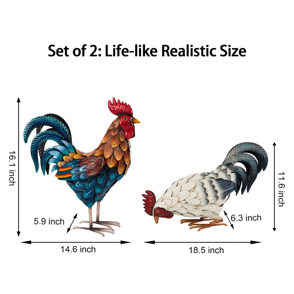Shorayn side profile of metal rooster highlighting shape and sturdiness