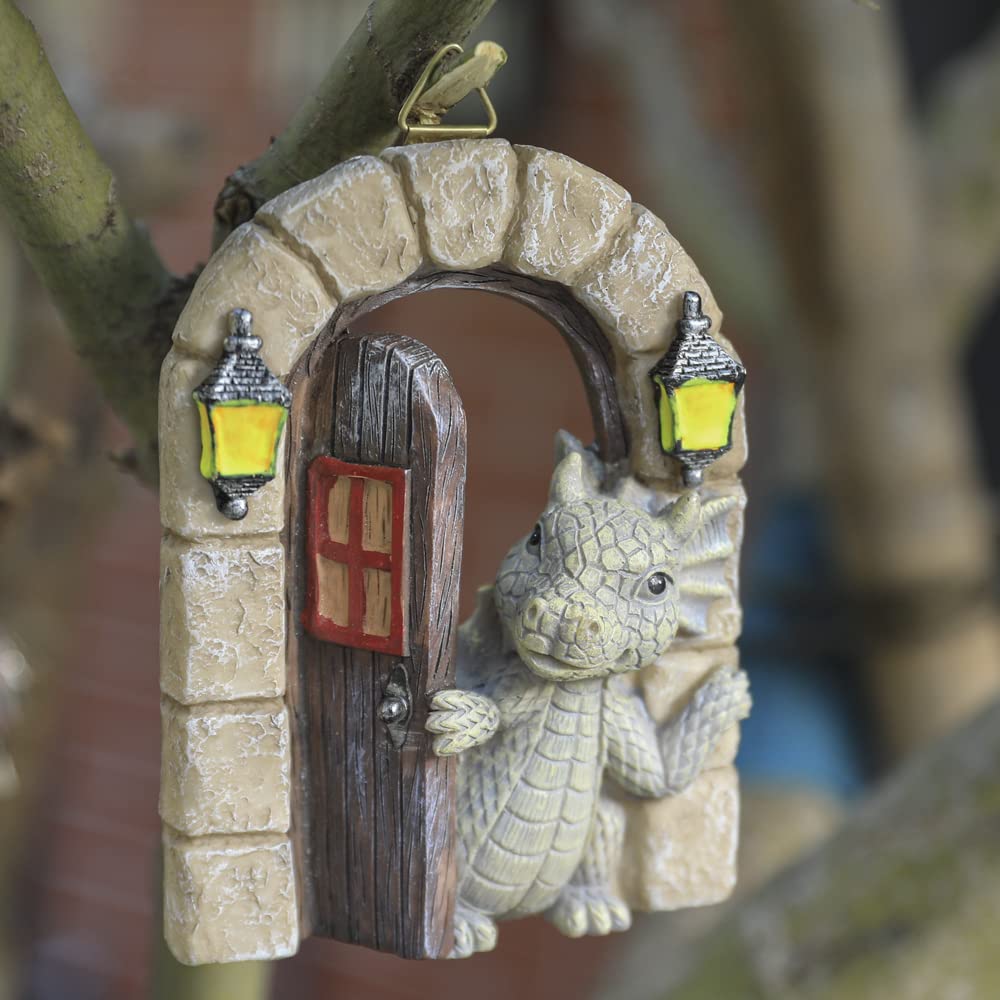 SHOWFEICAT dragon hanging display from a branch demonstrating easy placement options