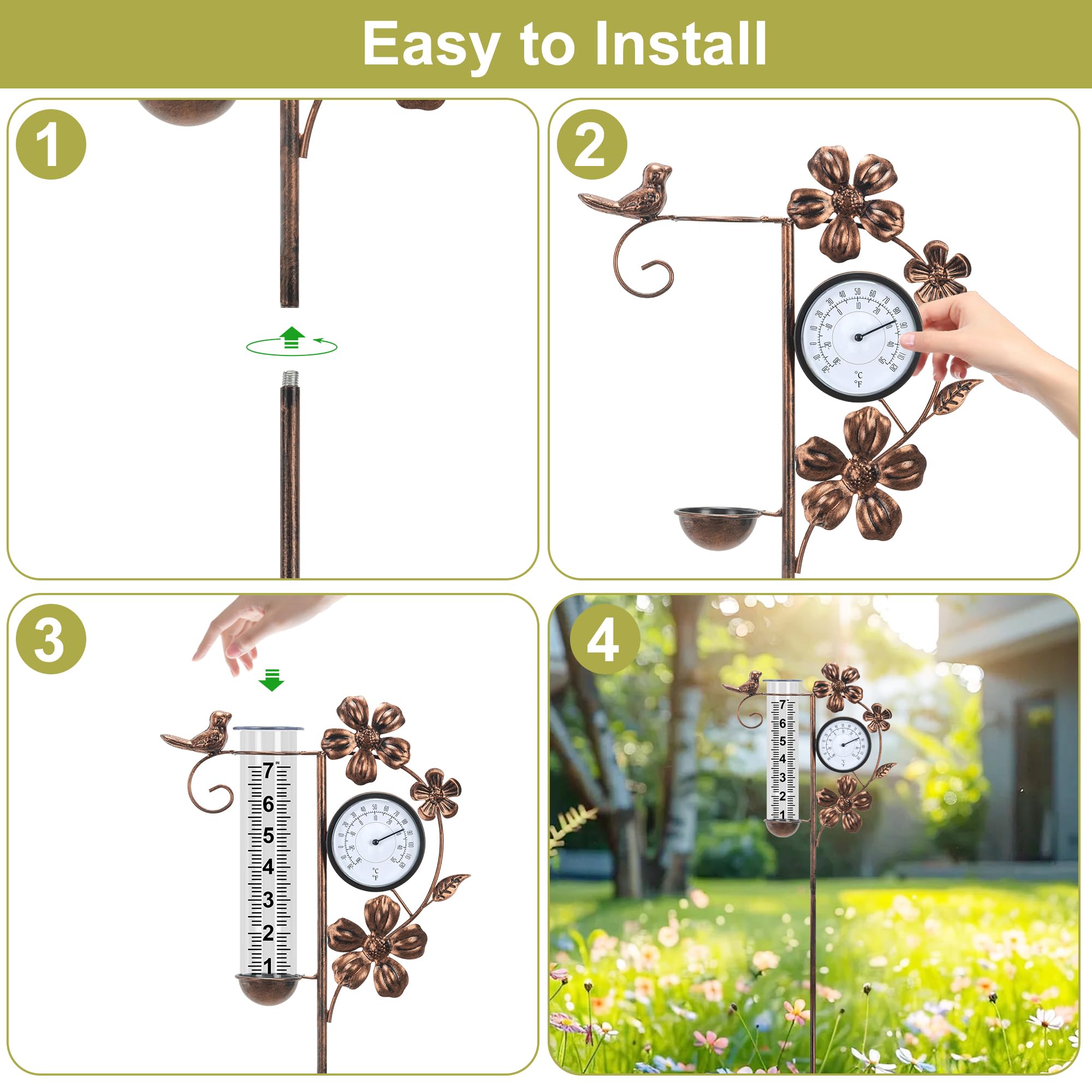 shumi rain gauge placed in garden bed adding practical decorative charm