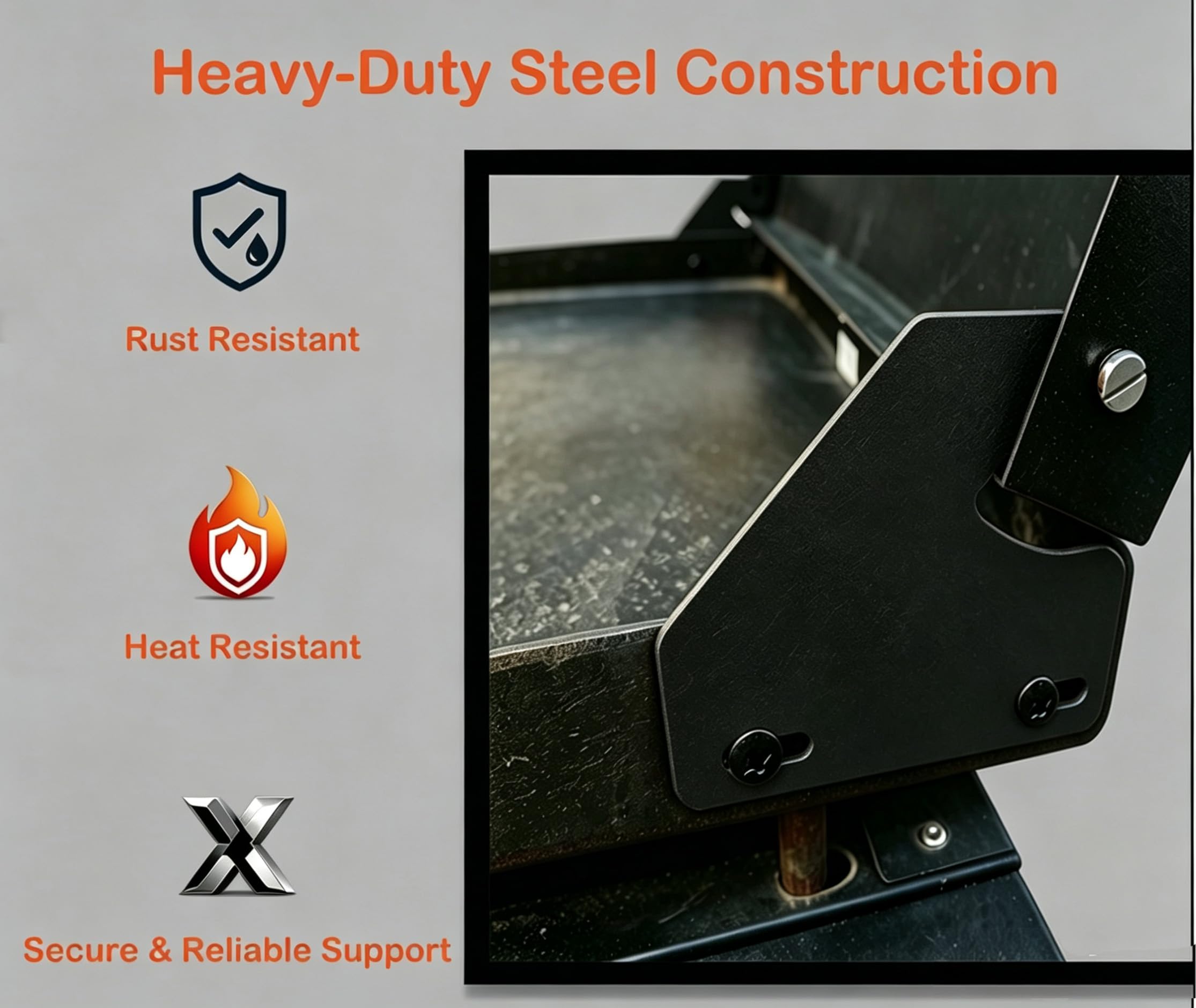 Silroera kit mounted on a Blackstone 36" griddle showing secure hinge function