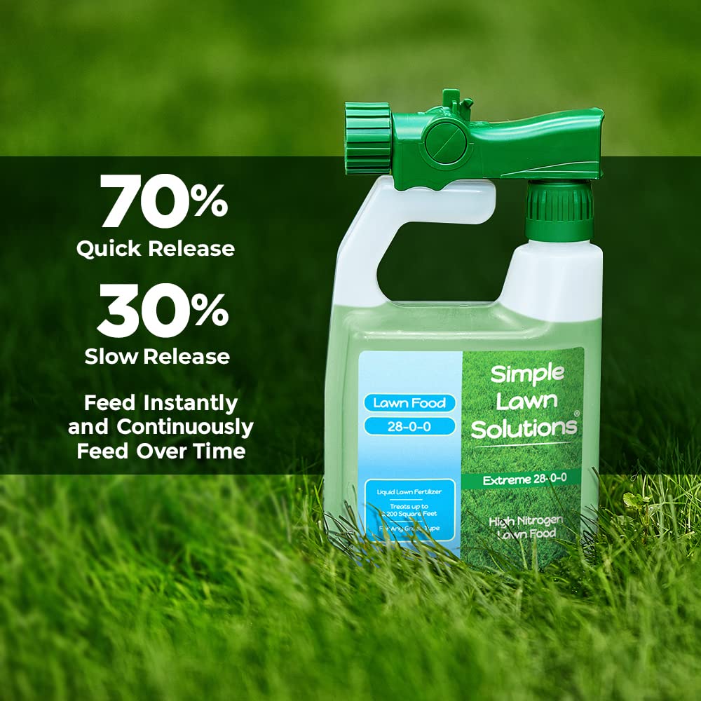 Simple Lawn Solutions spraying lawn to quickly correct nitrogen deficiency