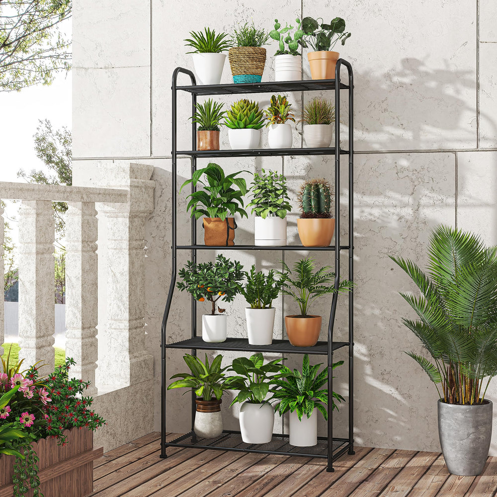 Simple Trending plant stand beside common pots illustrating scale and space-saving