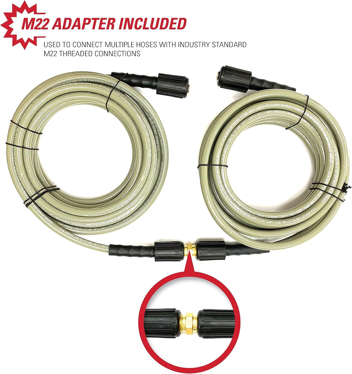 SIMPSON hose connected to pressure washer in use cleaning a driveway for efficient wash