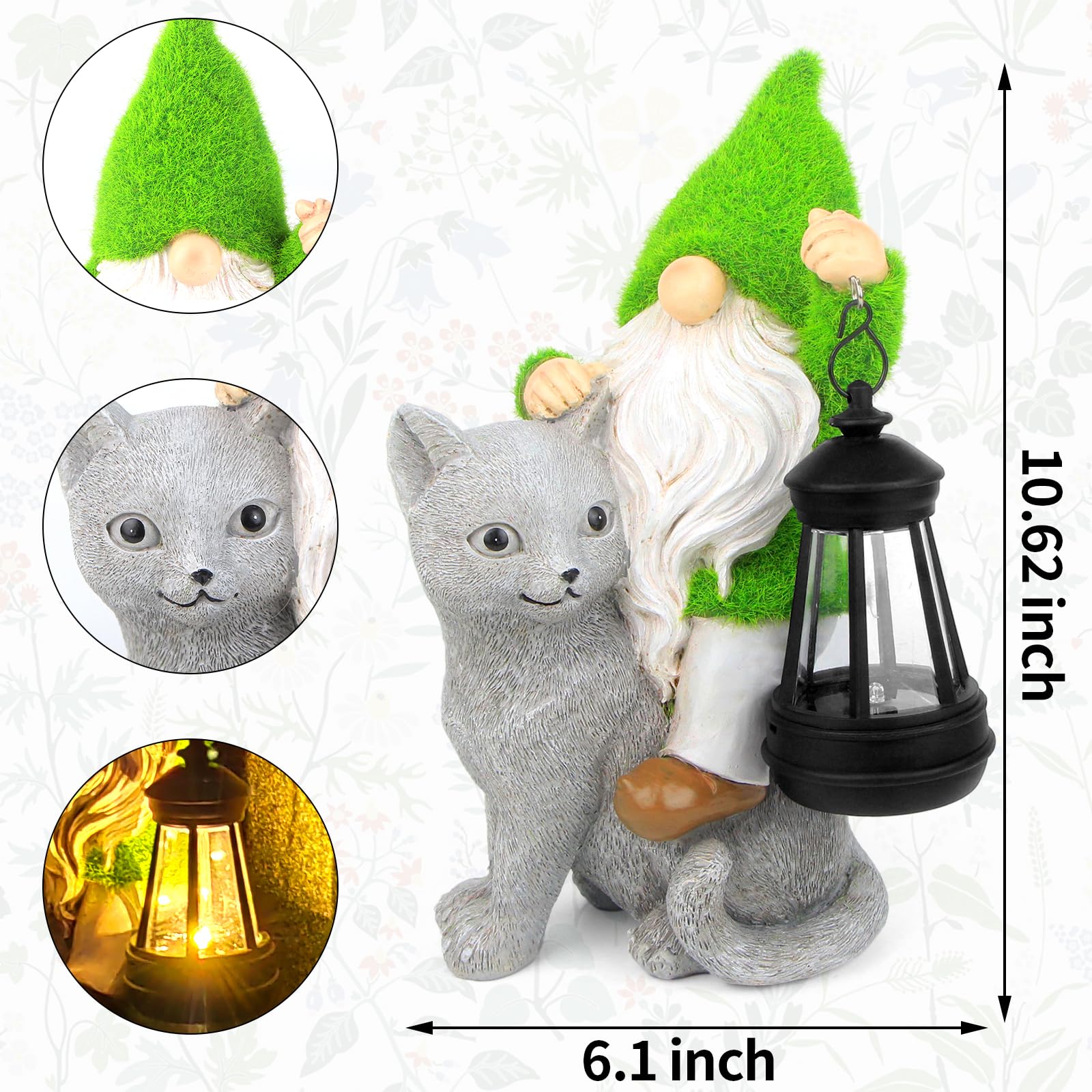 Sinhra gnome in garden setting adding whimsical decor and ambient light