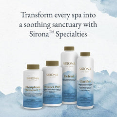 Sirona clarifier used in a hot tub scene showing clearer, inviting water