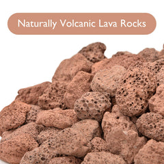 Skyflame lava rocks in a lit fire pit demonstrating improved flame spread