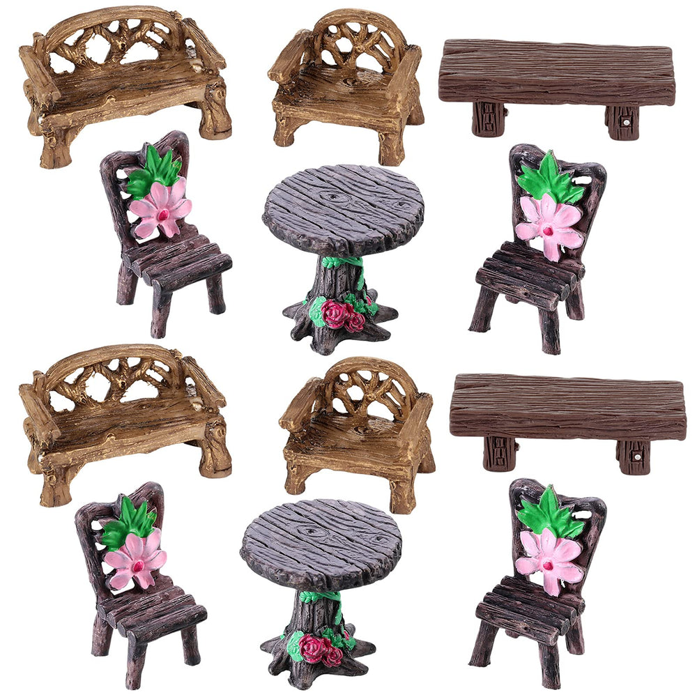 Skylety front view of 12-piece set showing all mini furniture pieces for instant scene building
