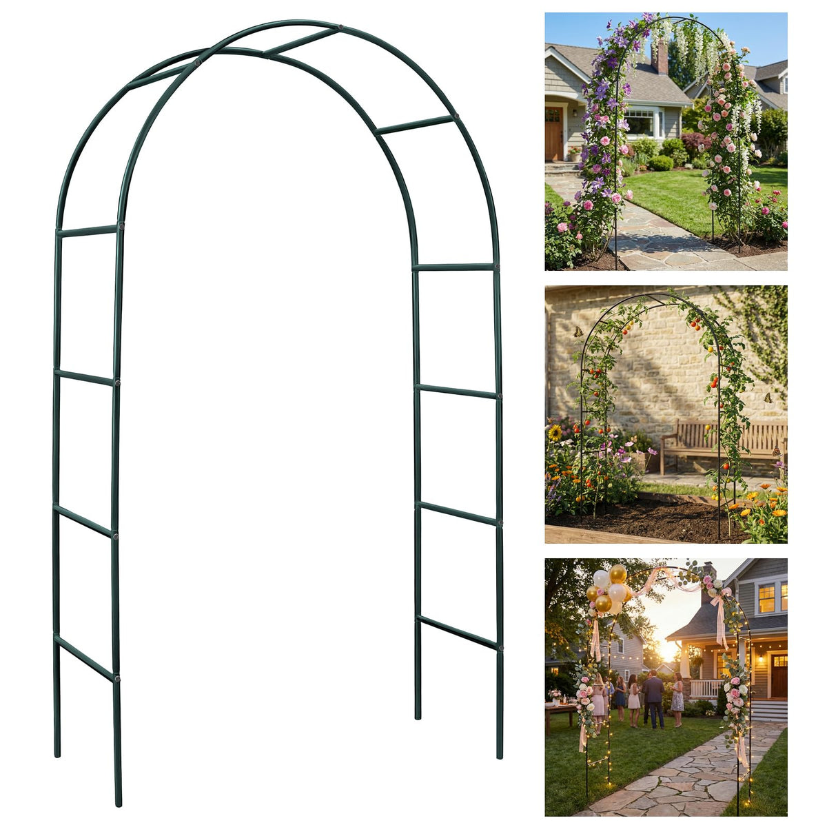Skypatio arbor front view showing sturdy arch and entrance benefit