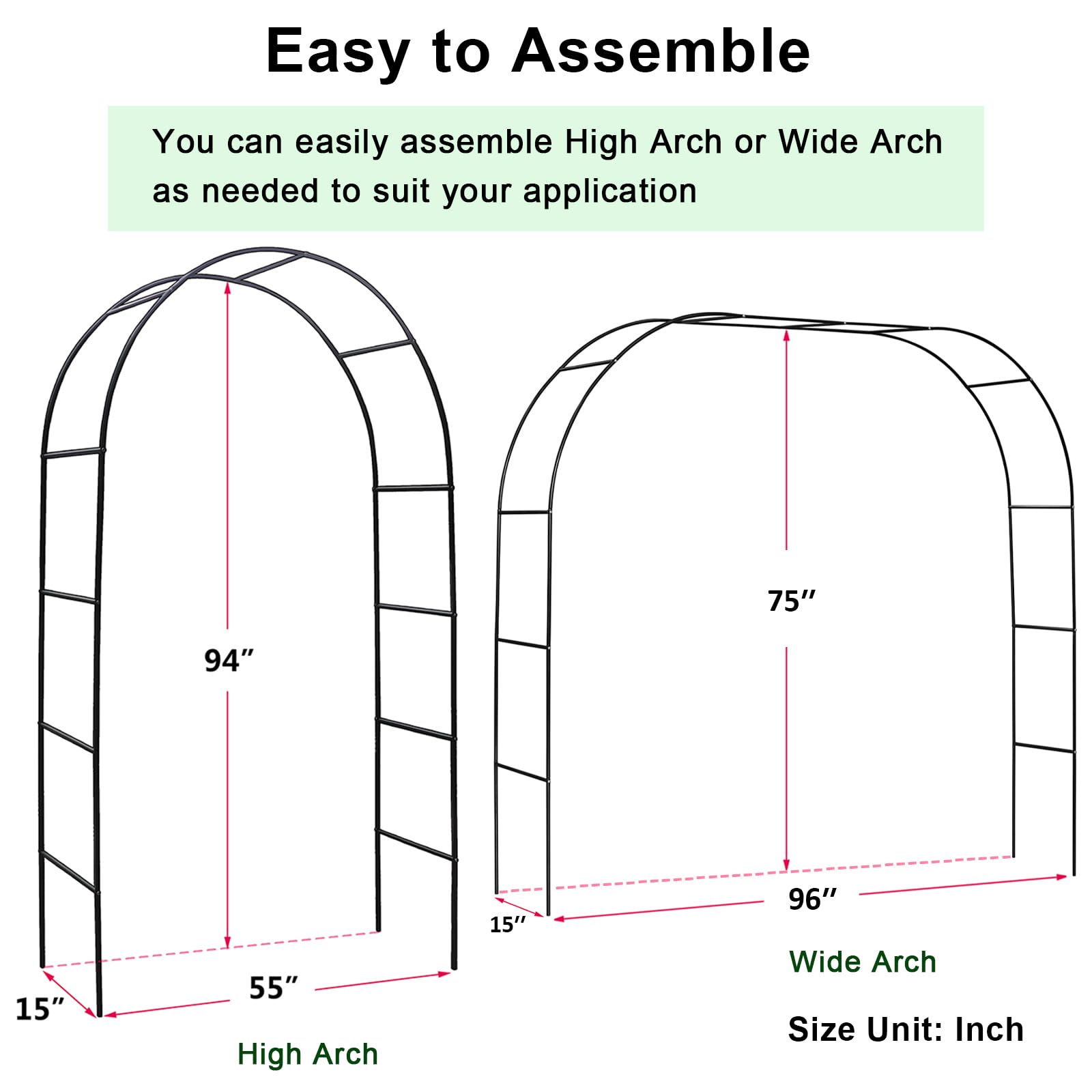 Skypatio arbor side profile illustrating frame strength and stability