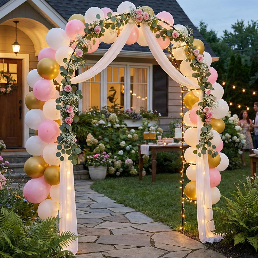 Skypatio arch covered with climbing roses showing plant support benefit