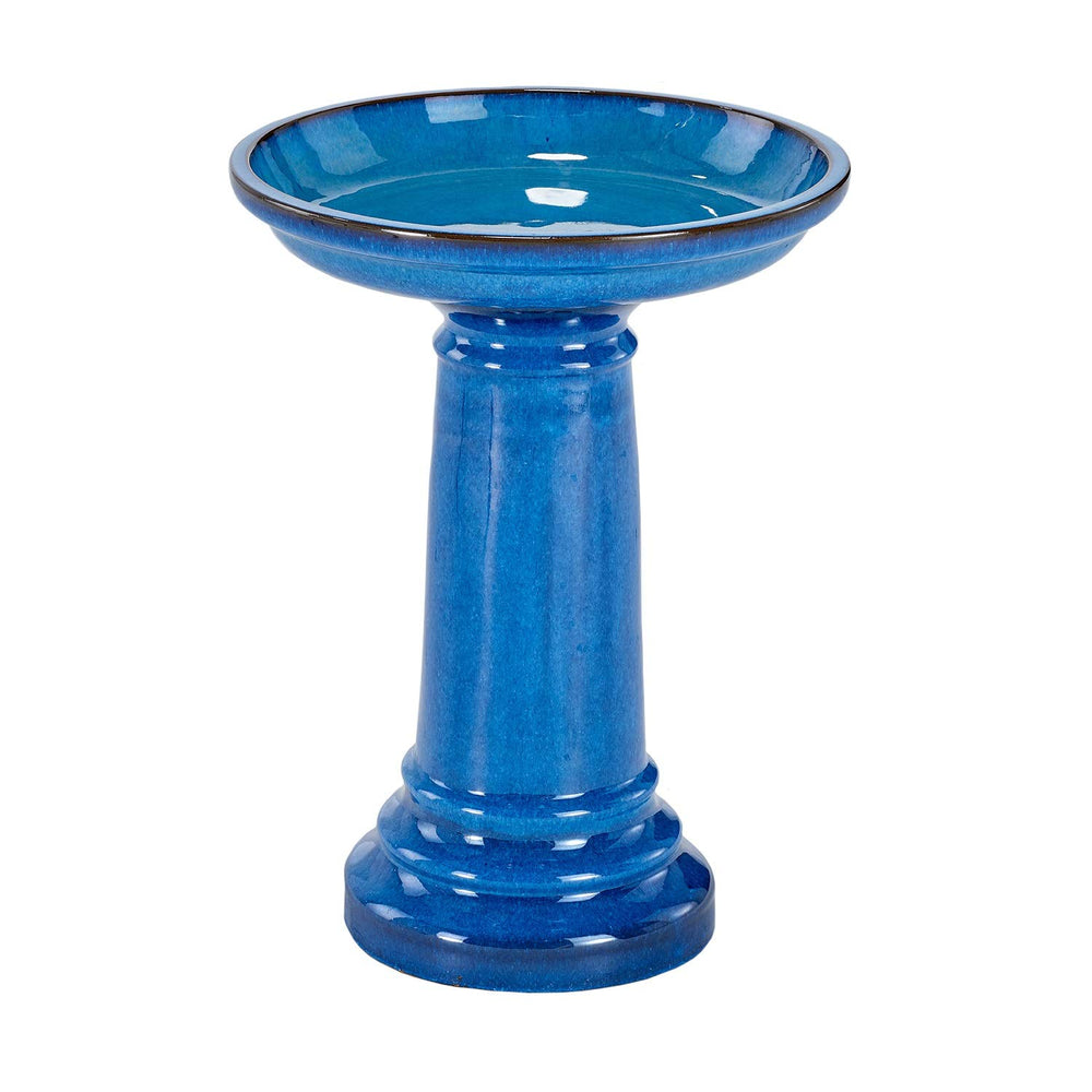 Smart Solar Aviatra front view showing glossy blue finish and pedestal benefit attracts birds
