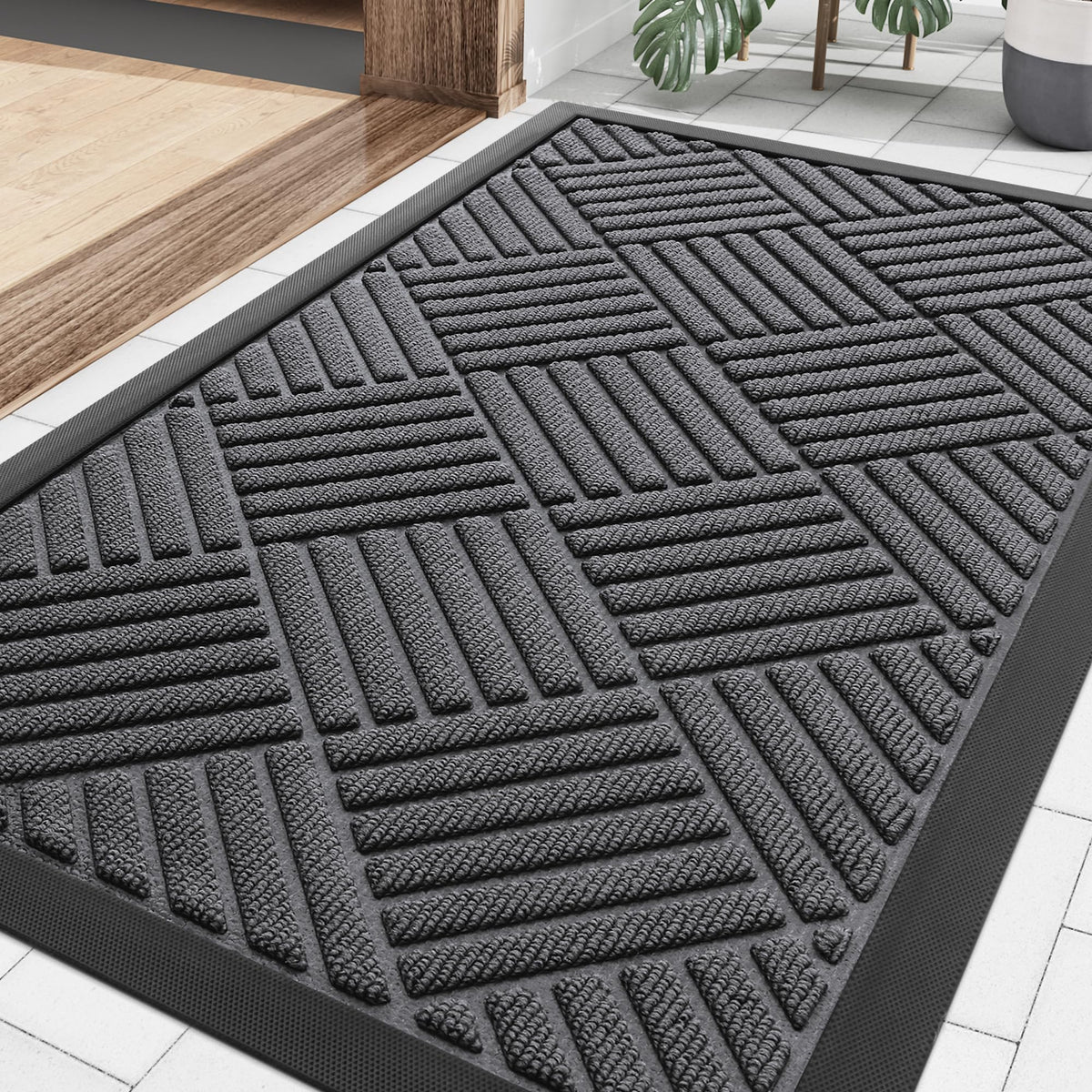 Smiry front view doormat showing full design and clean entry curb appeal