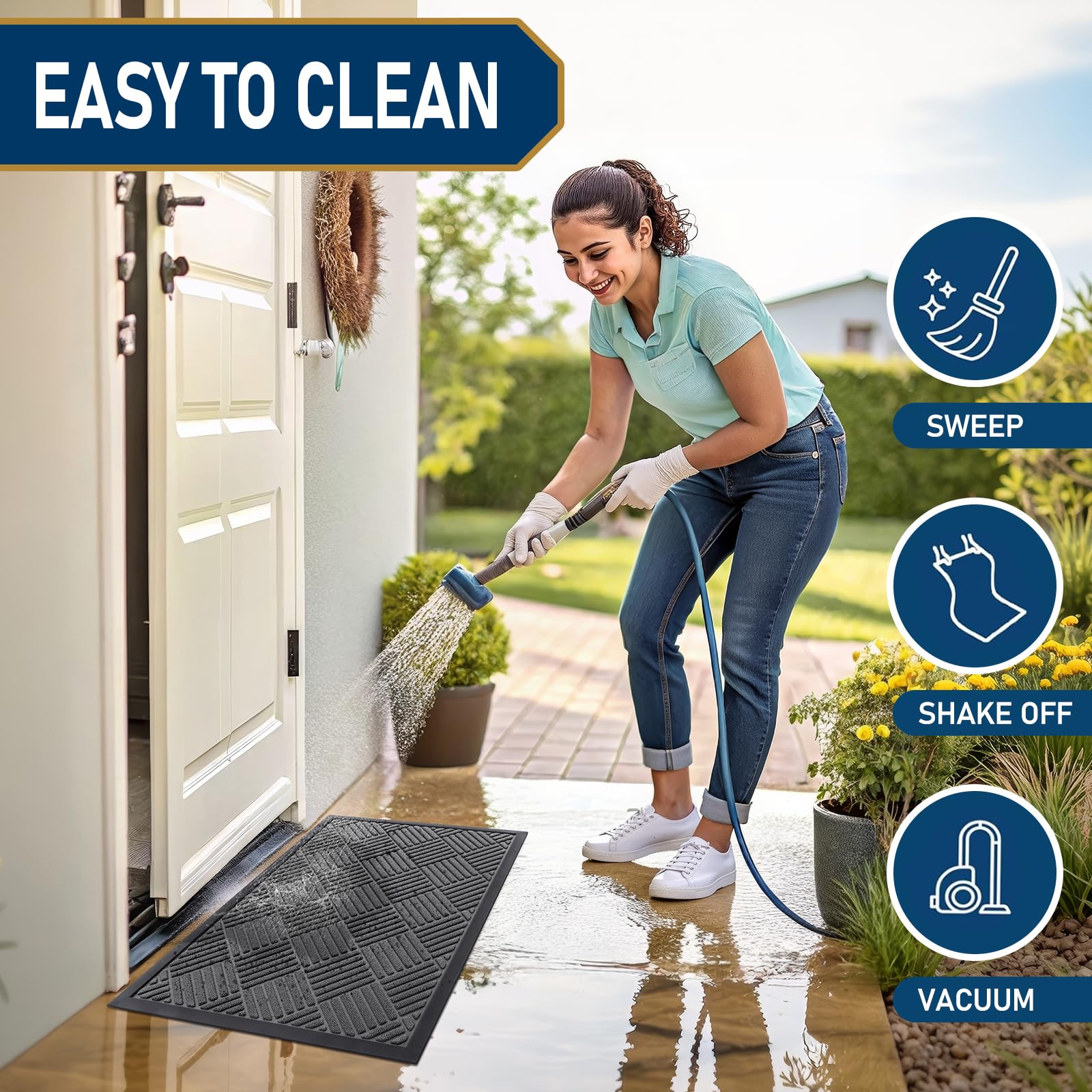 Smiry mat in washing machine being cleaned for easy maintenance