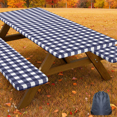 Smiry picnic table cover front view showing fitted look and protection