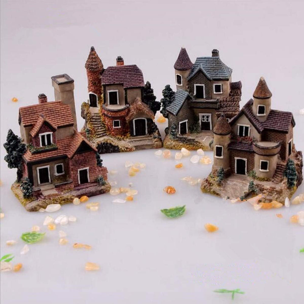 Smowfes fairy houses placed inside a terrarium to show scale and decorative versatility benefits