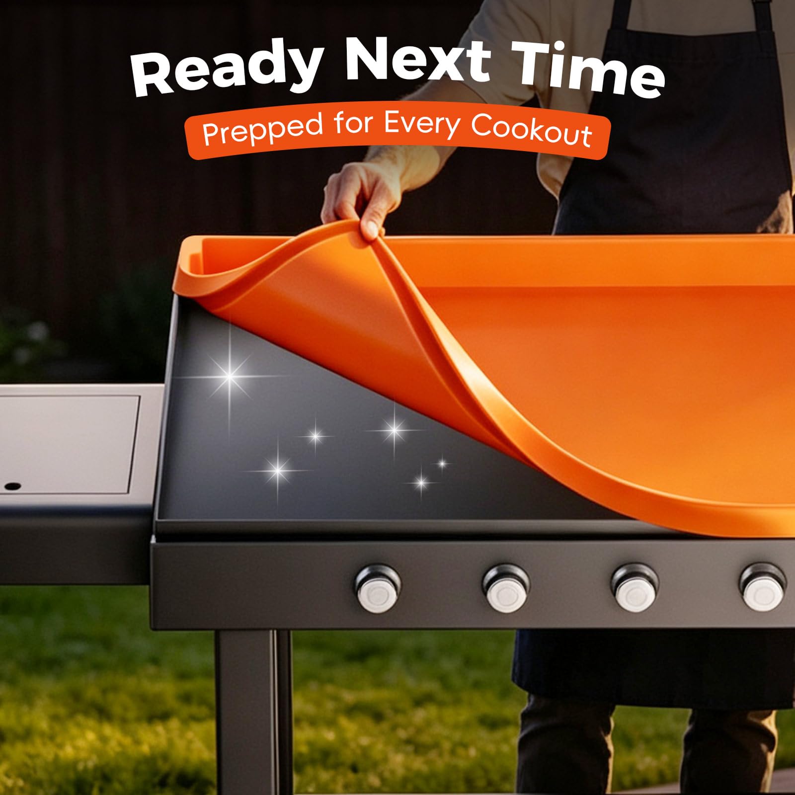 snuggery mat placed on Blackstone griddle demonstrating precise fit