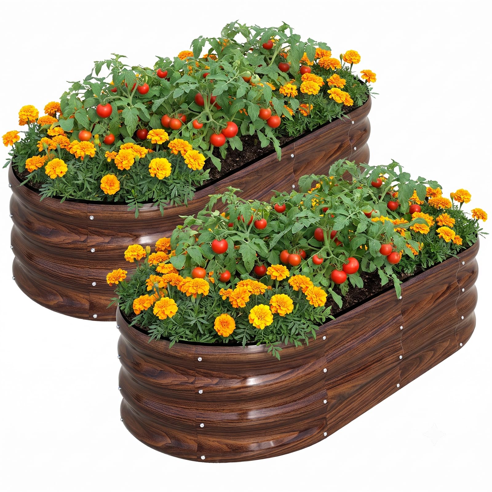 SnugNiture front view of two assembled beds showing sleek, durable planters and easy placement