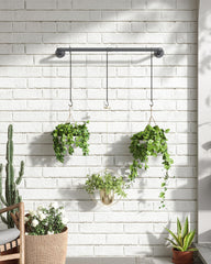 SOFITORG ceiling-mounted rod with hanging plants showing neat vertical gardening