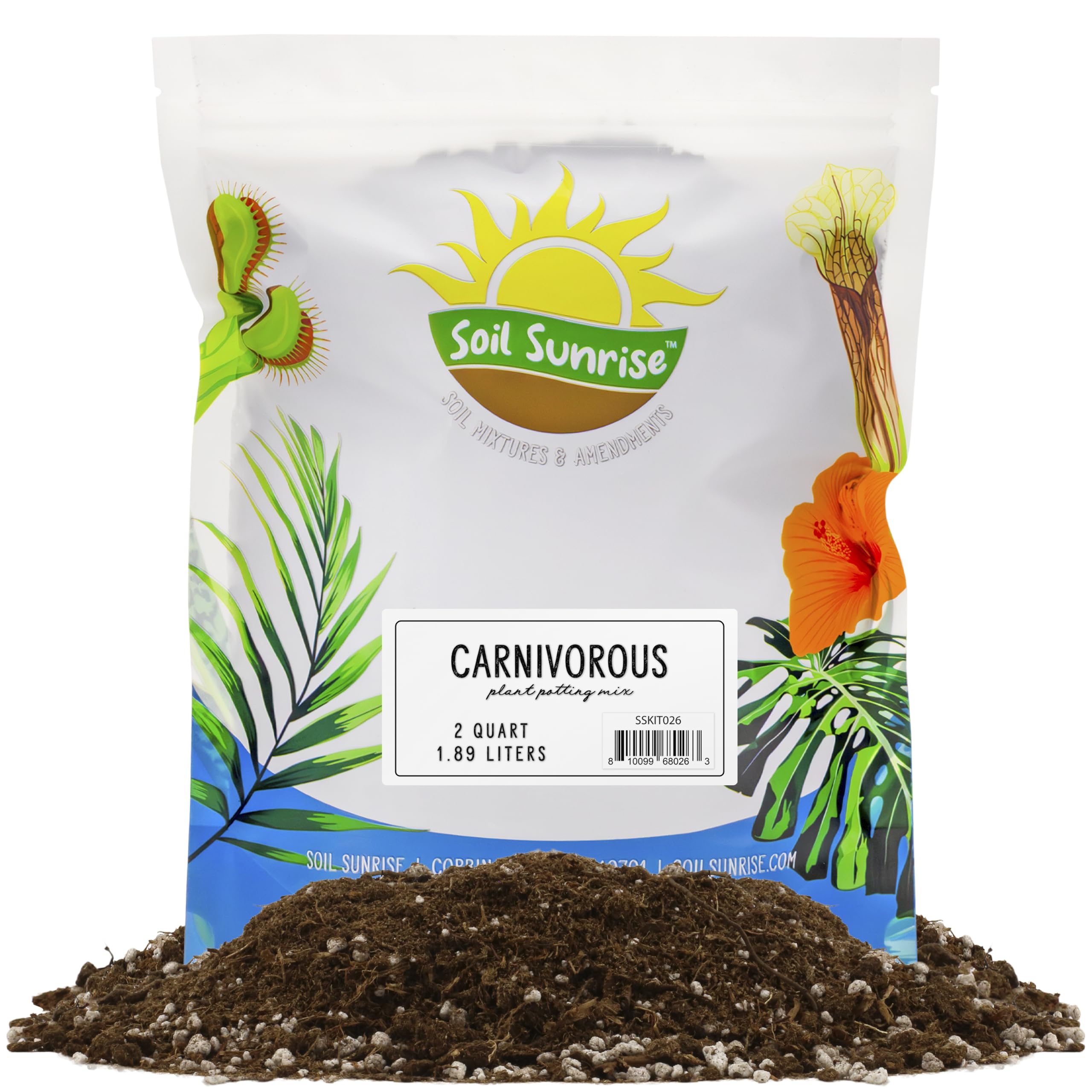 Soil Sunrise front packaging showing 2-quart bag and benefits