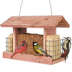 Solution4Patio cedar hopper front view showing four-sided access and birds