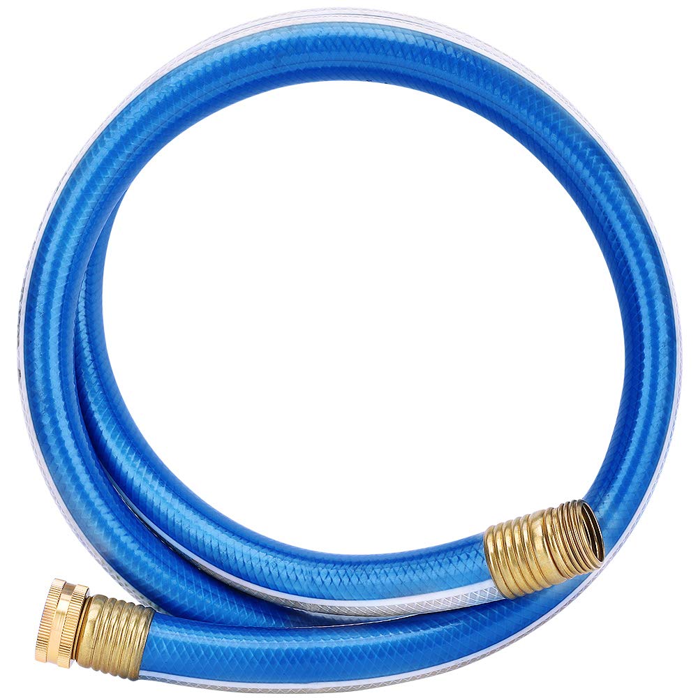 Solution4Patio front view of 5ft leader hose showing compact form and fittings