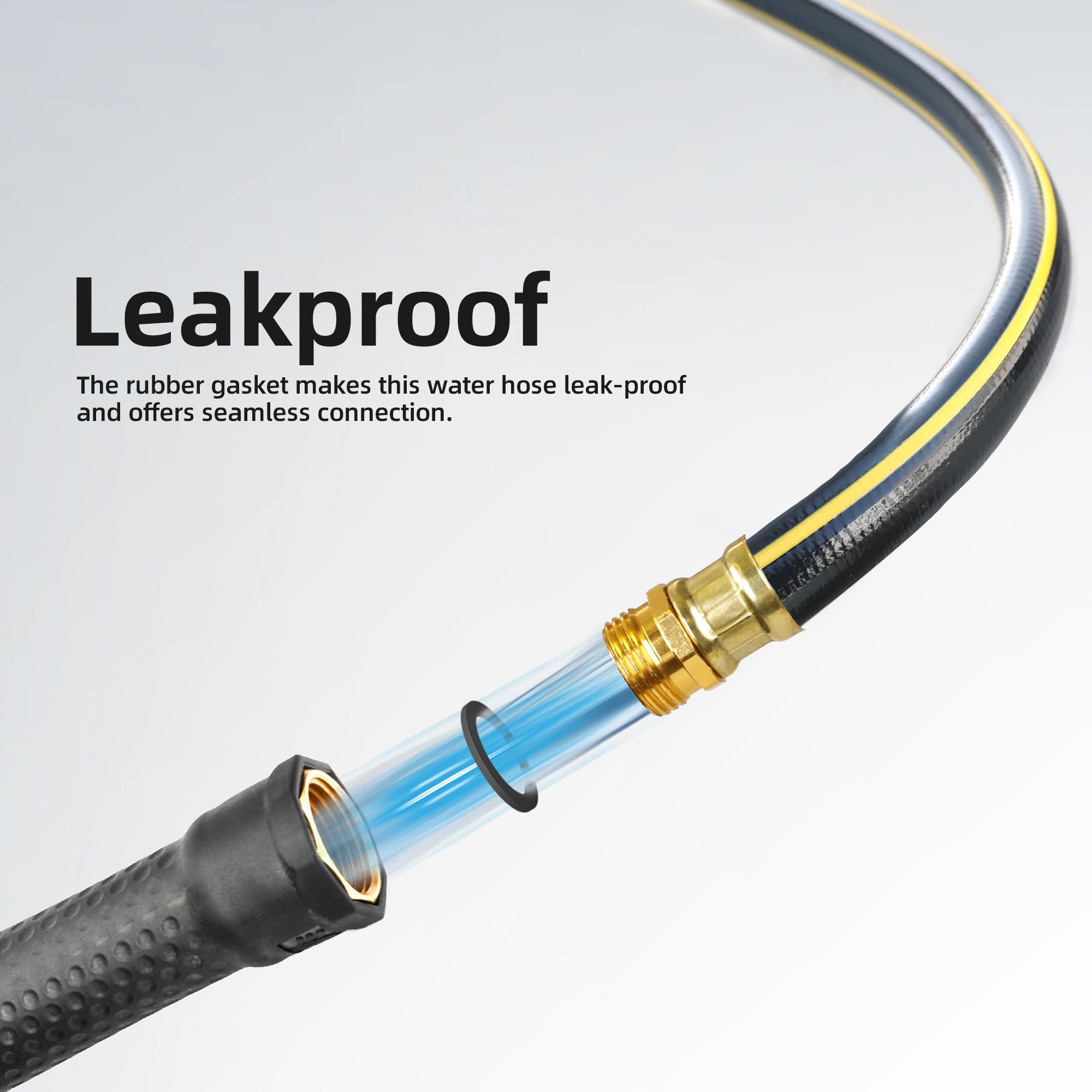 Solution4Patio connected to RV spigot showing secure male-to-female hookup advantage