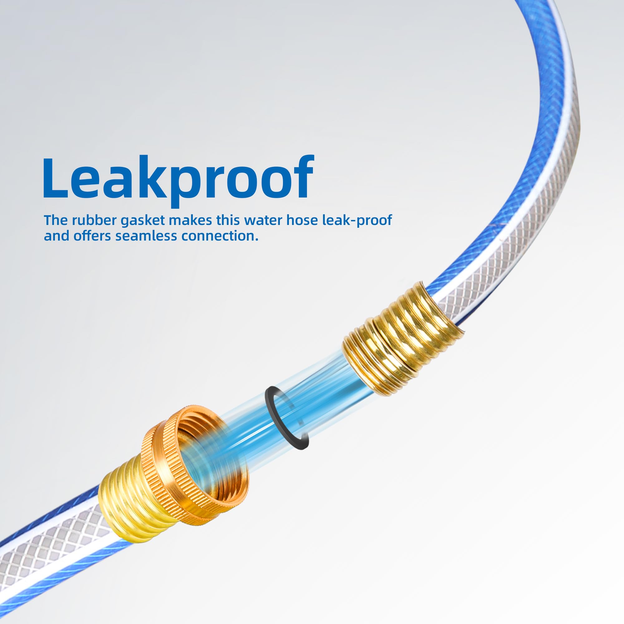 Solution4Patio coiled hose lying flat to show kink-free flexibility and storage
