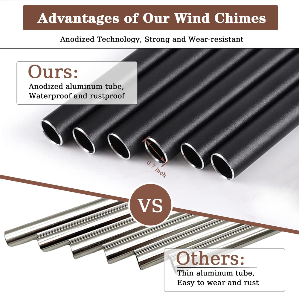 Soopau wind chime beside ruler showing 30-inch scale for correct sizing benefit