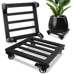 SPEETH front view metal plant caddy showing sturdy platform and wheel stability