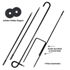 Sports Flags Pennants Company assembled stand in pot showing garden flag use