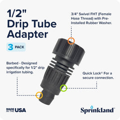 Sprinkland close-up of barbed end showing secure tubing grip and reliability
